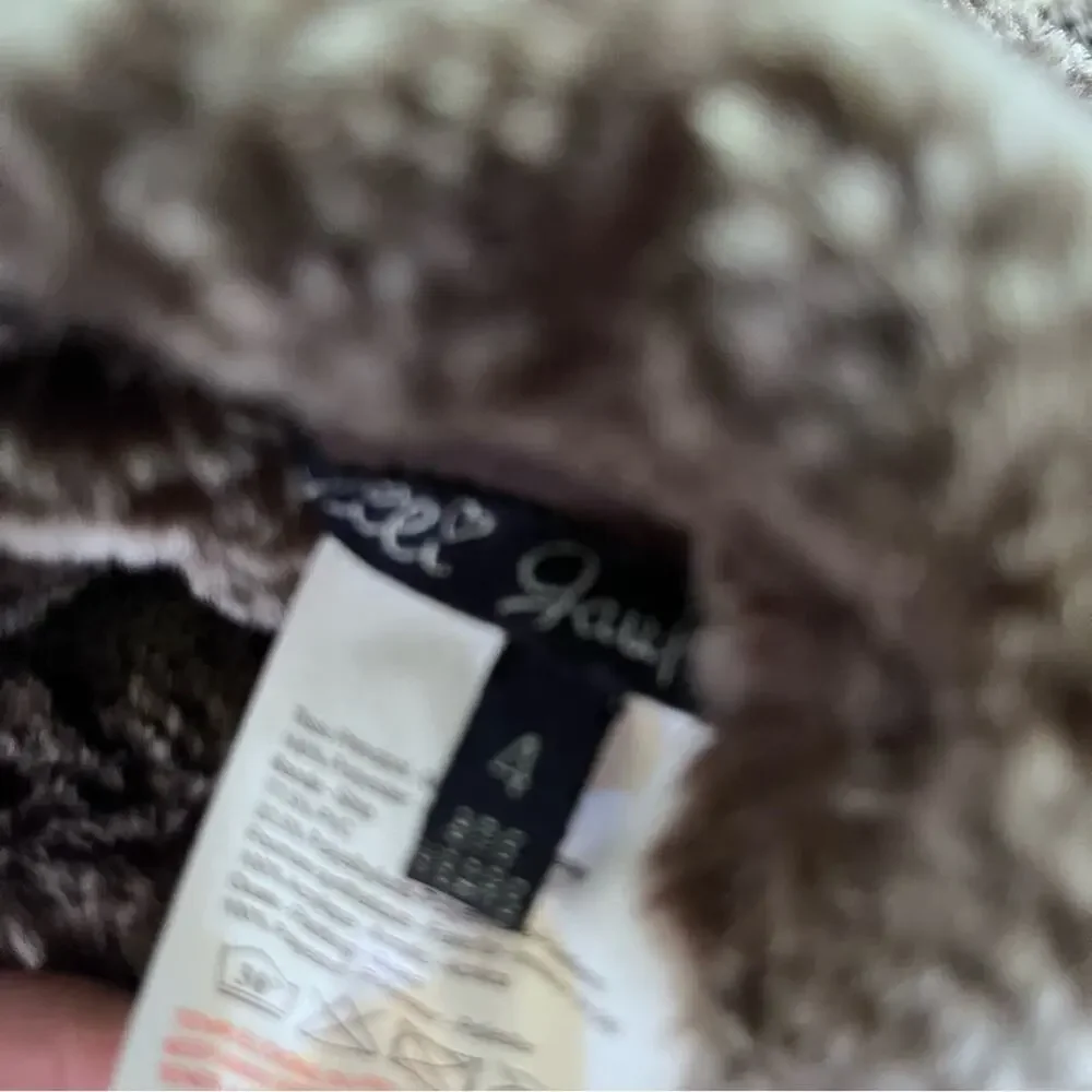 Lili Gaufrette girls long reversible winter coat faux fur jacket size 4